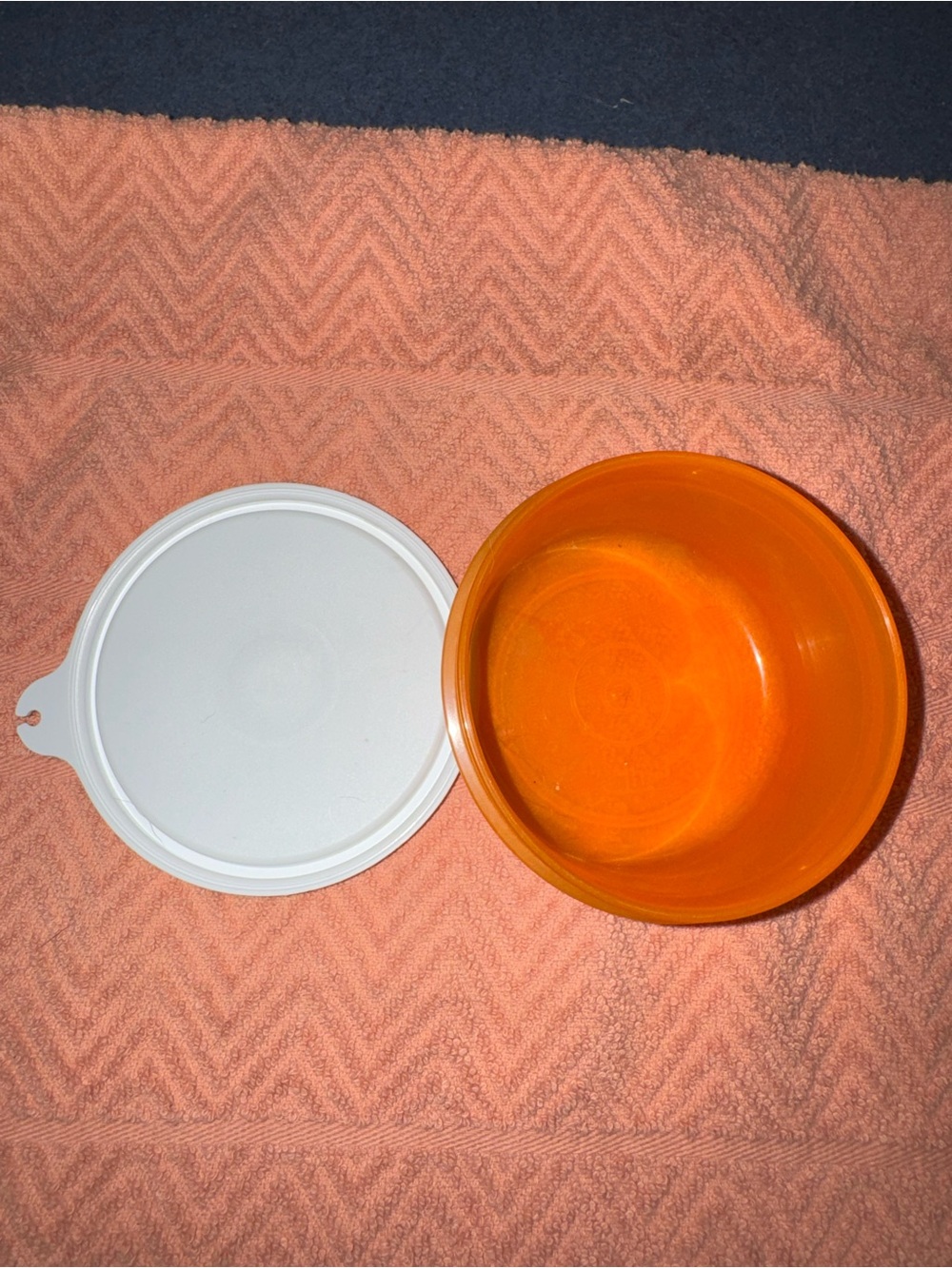 Tupperware Orange Bowl with White Lid
